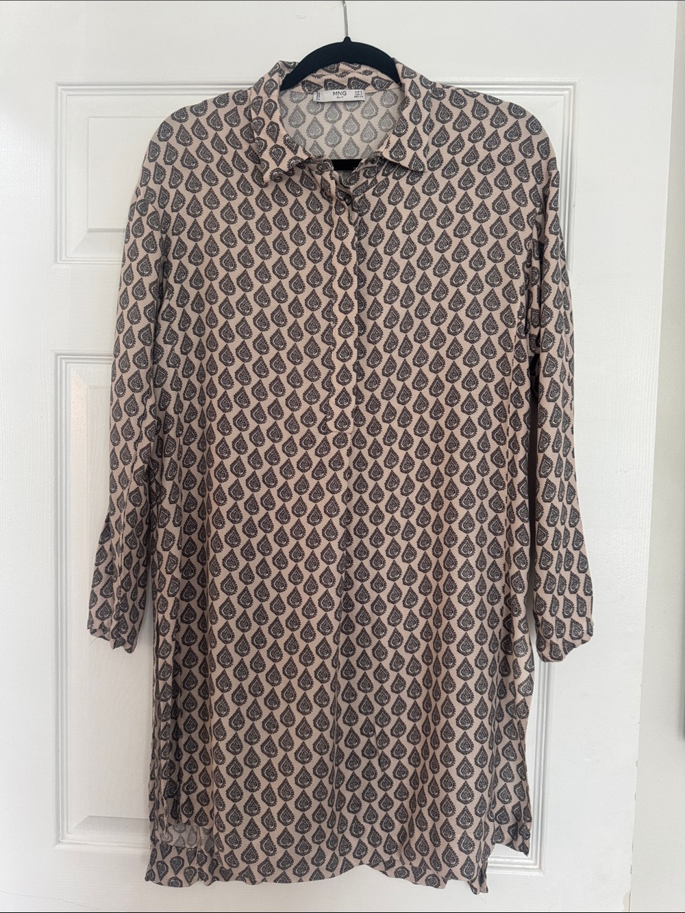 Mango Beige Tunic with Black Paisley Motif